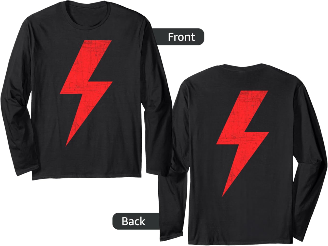 Amazon.com: Bolt of Lightning Thunderbolt RED Front Back Team Long